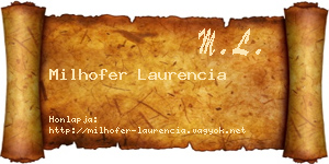 Milhofer Laurencia névjegykártya